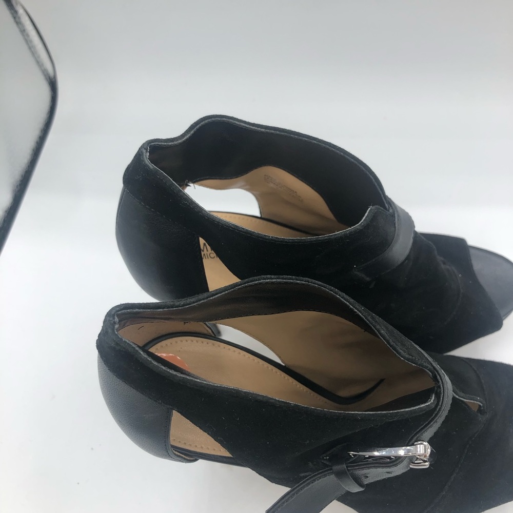 Michael Michael Kors Size 7 Black Leather Suede Isabella Open Toe Booties - Picture 6 of 8